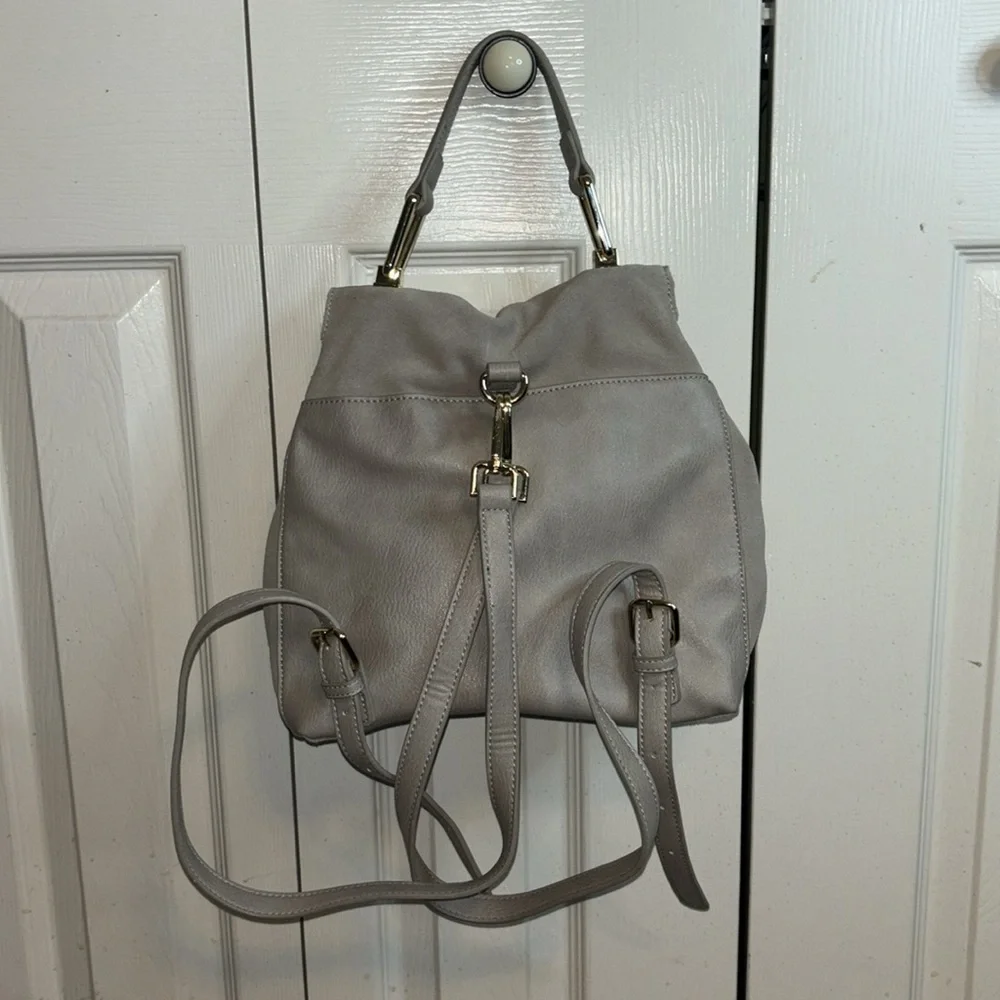 Moda Luxe Antoinette Gray Backpack Purse Gold Hardware Convertible Handbag